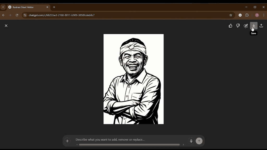Ilustrasi vektor seorang pria dengan senyum lebar mengenakan ikat kepala, yang dapat digunakan sebagai desain ukiran pada mesin CNC