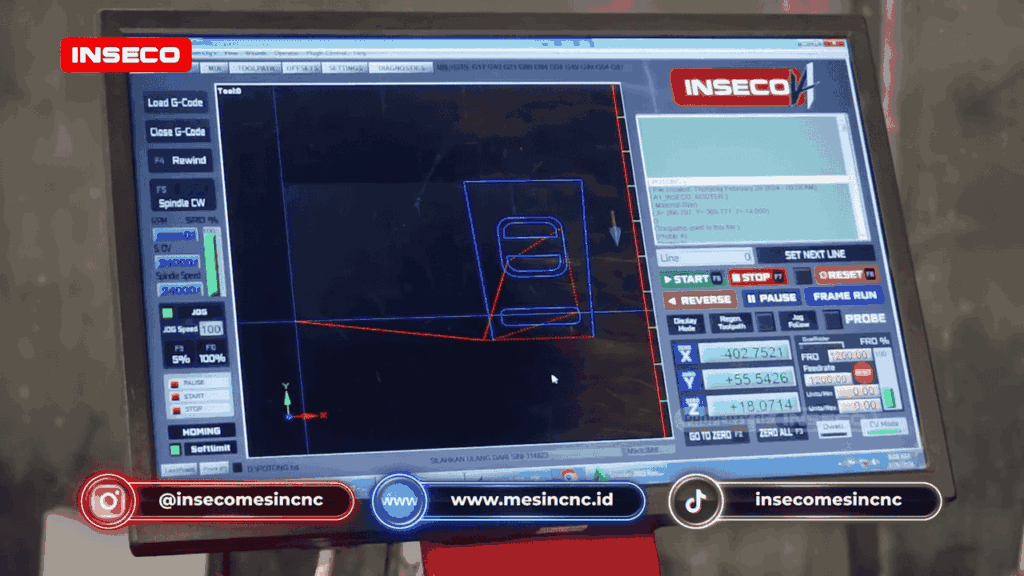 Software Mach3 control system mesin potong triplek Inseco untuk membuat box speaker presisi