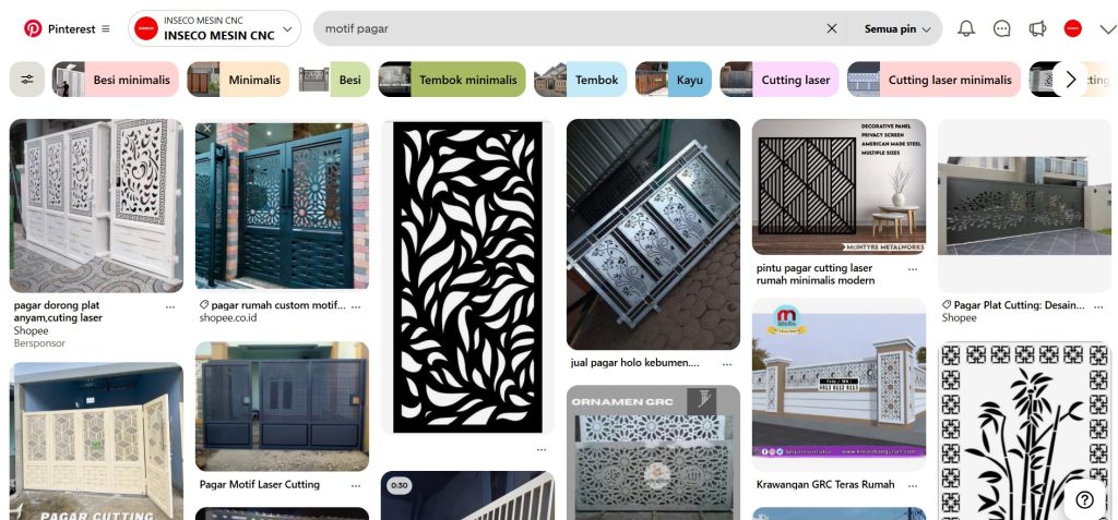 Cari Motif Pagar di Internet Melalui Platform Pinterest